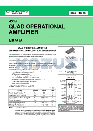 MB3615 datasheet - QUAD OPERATIONAL AMPLIFIER