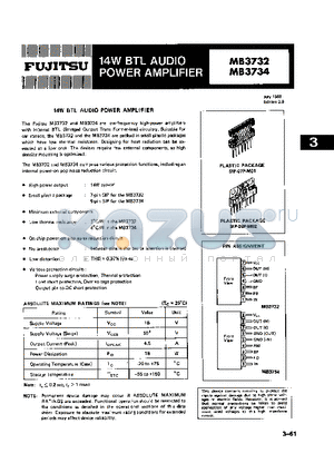 MB3732 datasheet - 14W BTL AUDIO POWER AMPLIFIER