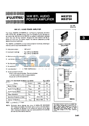 MB3734 datasheet - 14W BTL AUDIO POWER AMPLIFIER