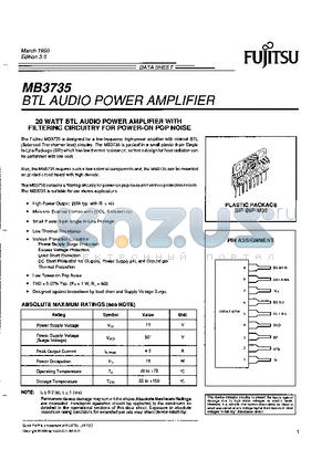 MB3735 datasheet - BTL AUDIO POWER AMPLIFIER