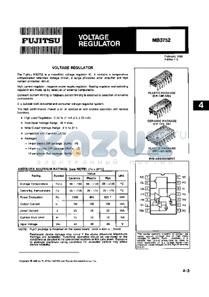 MB3752 datasheet - VOLTAGE REGULATOR