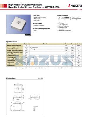 OCVCXO-173A datasheet - High Precision Crystal Oscillators Oven Controlled Crystal Oscillators