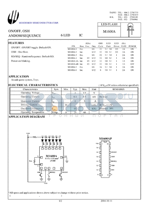 M1600A datasheet - ON/OFF, OSH ANDOM/SEQUENCE 6 LED