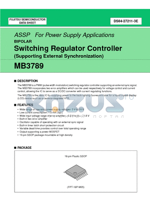 MB3789PFV datasheet - Switching Regulator Controller (Supporting External Synchronization)