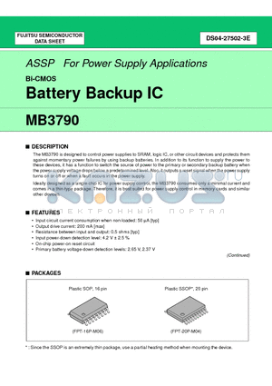 MB3790 datasheet - Battery Backup IC