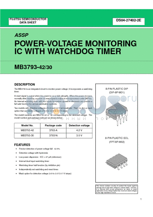 MB3793 datasheet - POWER-VOLTAGE MONITORING IC WITH WATCHDOG TIMER