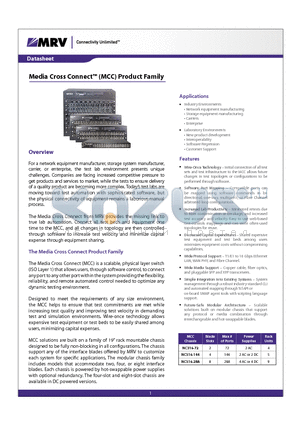 NC316-72 datasheet - Media Cross Connect (MCC) Product Family