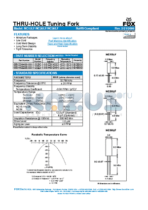 NC38LF datasheet - THRU-HOLE Tuning Fork