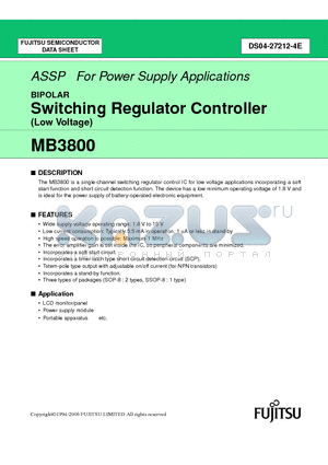 MB3800 datasheet - Switching Regulator Controller (Low Voltage)