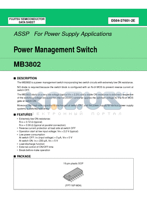 MB3802 datasheet - Power Management Switch