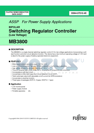 MB3800PF-E1 datasheet - Switching Regulator Controller (Low Voltage)