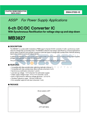 MB3827PFV datasheet - 6-ch DC/DC Converter IC With Synchronous Rectification for voltage step-up and step-down