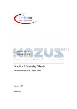 HYB18RL25632AC datasheet - 256 Mbit DDR Reduced Latency DRAM