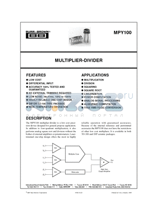 MPY100B datasheet - MULTIPLIER-DIVIDER
