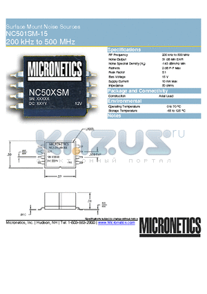 NC501SM-15 datasheet - Surface Mount Noise Sources 200 kHz to 500 MHz