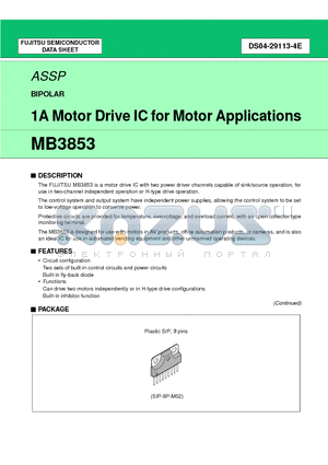 MB3853PS datasheet - 1A Motor Drive IC for Motor Applications