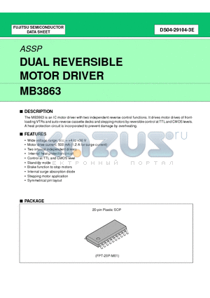 MB3863 datasheet - DUAL REVERSIBLE MOTOR DRIVER
