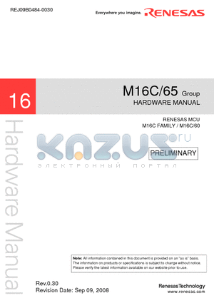 M16C/65 datasheet - RENESAS MCU M16C FAMILY / M16C/60