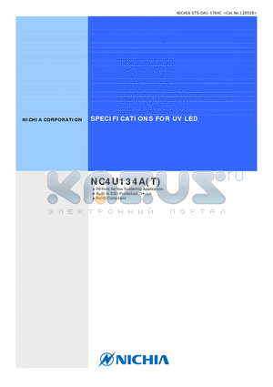 NC4U134A datasheet - SPECIFICATIONS FOR UV LED