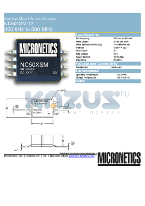 NC501SM-12 datasheet - SURFACE MOUNT NOISE SOURCE SERIES