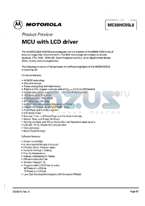 NC68HC05L6 datasheet - MCU with LCD driver