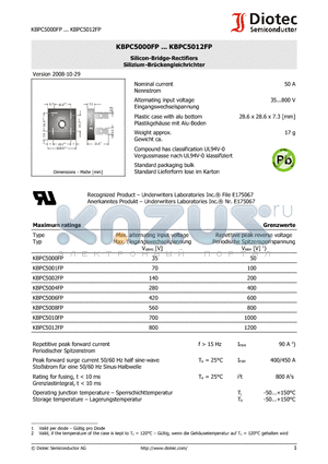 KBPC5000FP datasheet - Silicon-Bridge-Rectifiers