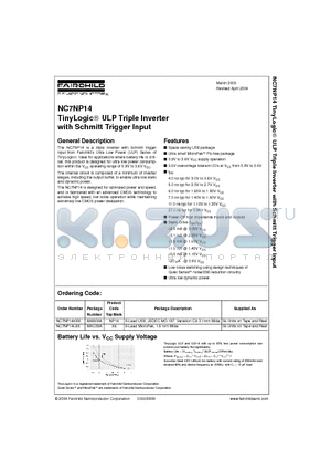 NC7NP14K8X datasheet - TinyLogic ULP Triple Inverter with Schmitt Trigger Input