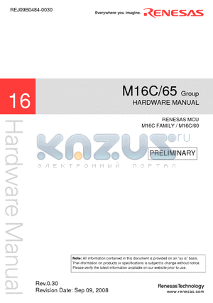 M16C65 datasheet - RENESAS MCU M16C FAMILY / M16C/60