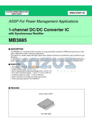 MB3885 datasheet - 1-channel DC/DC Converter IC with Synchronous Rectifier
