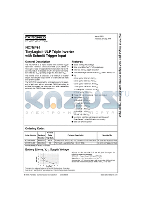 NC7NP14 datasheet - TinyLogic ULP Triple Inverter with Schmitt Trigger Input