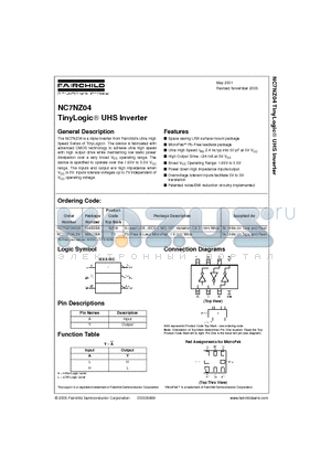 NC7NZ04_05 datasheet - TinyLogic UHS Inverter