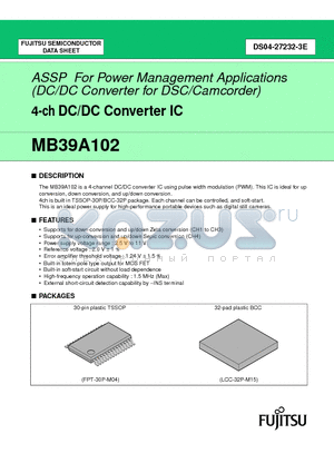 MB39A102PV3 datasheet - 4-ch DC/DC Converter IC