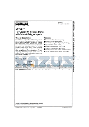 NC7NZ17L8X datasheet - TinyLogic UHS Triple Buffer with Schmitt Trigger Inputs