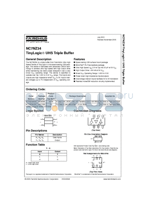 NC7NZ34L8X datasheet - TinyLogic UHS Triple Buffer