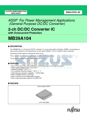 MB39A104 datasheet - 2-ch DC/DC Converter IC
