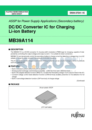 MB39A114 datasheet - DC/DC Converter IC for Charging Li-ion Battery