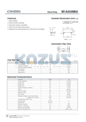 M1A050M00 datasheet - Reed Relay