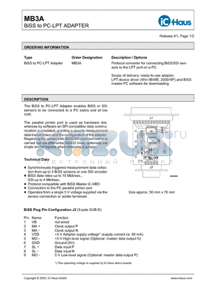 MB3A datasheet - BiSS to PC-LPT ADAPTER