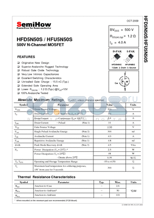 HFD5N50S datasheet - 500V N-Channel MOSFET