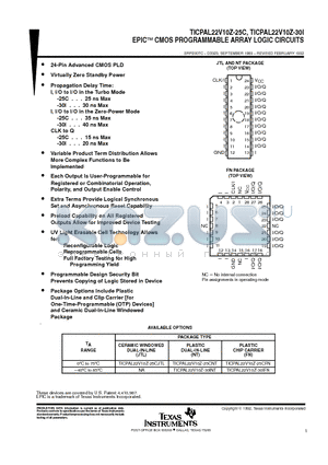 PAL22V10Z-30I datasheet - EPICE CMOS PROGRAMMABLE ARRAY LOGIC CIRCUITS