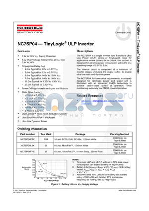 NC7SP04FHX datasheet - NC7SP04  TinyLogic^ ULP Inverter