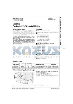 NC7SP08_04 datasheet - TinyLogic ULP 2-Input AND Gate