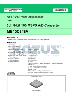 MB40C348V datasheet - 3ch 8-bit 100 MSPS A/D Converter