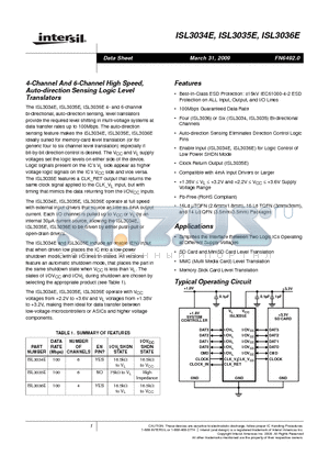 ISL3036E datasheet - 4-Channel And 6-Channel High Speed, Auto-direction Sensing Logic Level Translators