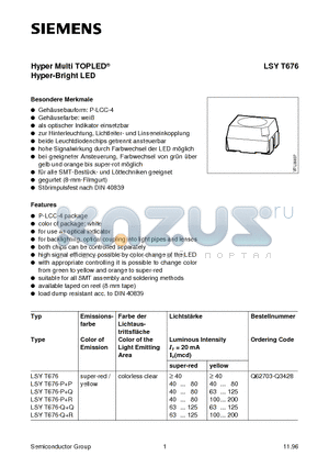 Q62703-Q3428 datasheet - Hyper Multi TOPLED Hyper-Bright LED