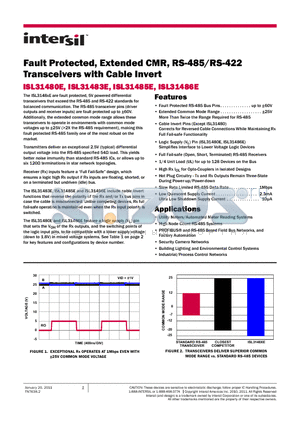 ISL31485EIBZ datasheet - Fault Protected, Extended CMR, RS-485/RS-422 Transceivers with Cable Invert