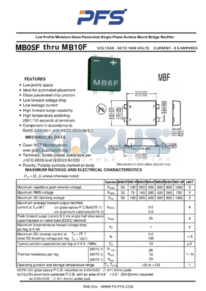 MB4F datasheet - Low Profile Miniature Glass Passivated Single-Phase Surface Mount Bridge Rectifier