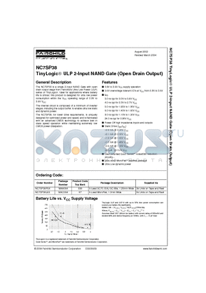 NC7SP38P5X datasheet - TinyLogic ULP 2-Input NAND Gate (Open Drain Output)