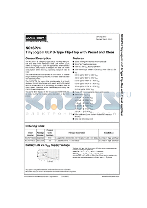 NC7SP74K8X datasheet - TinyLogic ULP D-Type Flip-Flop with Preset and Clear