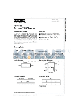 NC7ST04P5X datasheet - TinyLogic HST Inverter